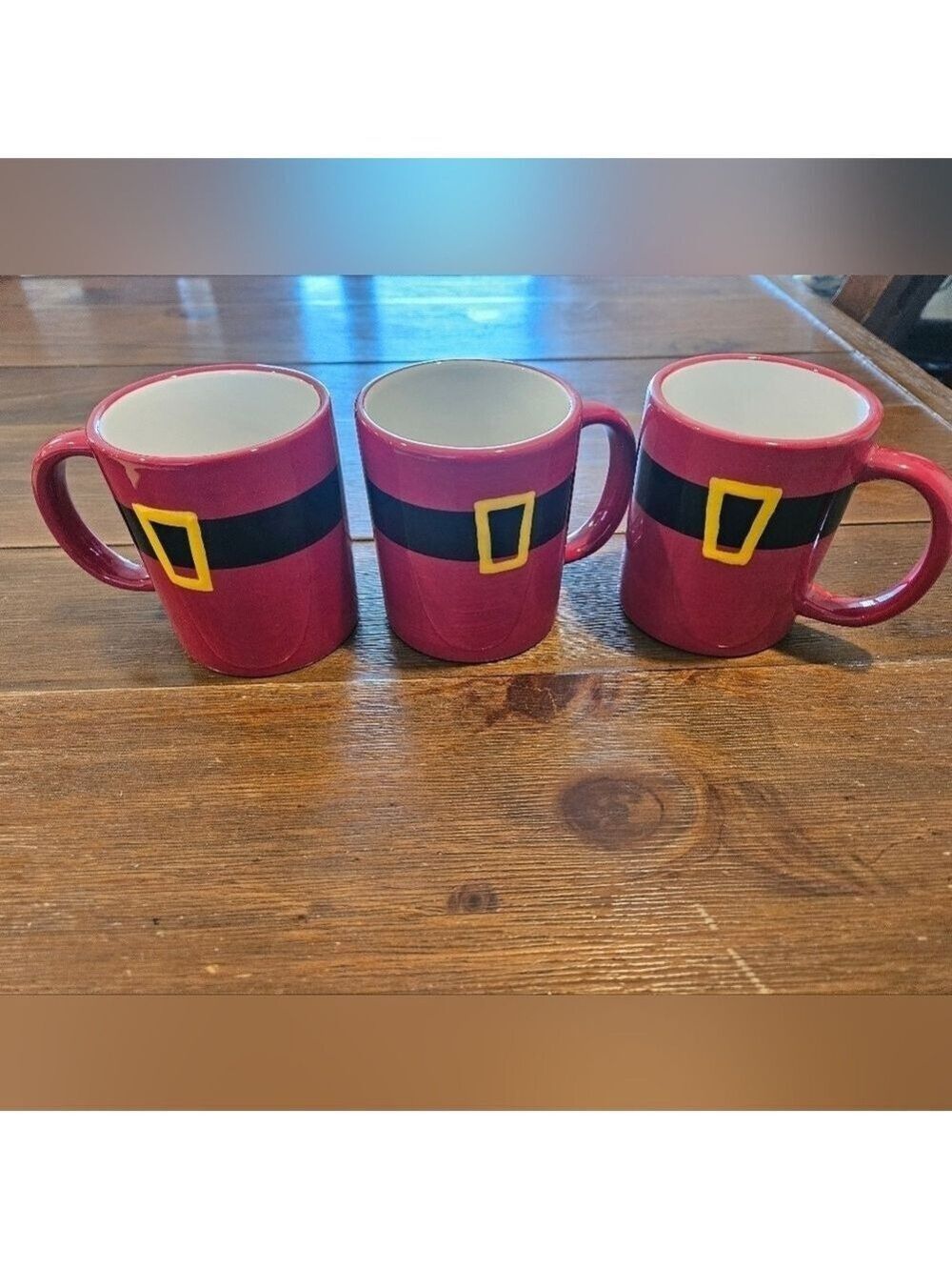 SET OF 3 SANTA BELT MUGS HOLDS 10 OUNCES NWOT